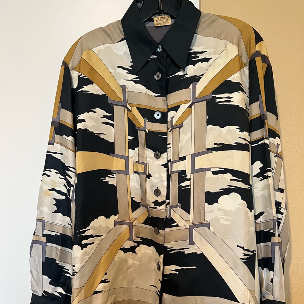 Hermés mens silk shirt xl made in Paris France